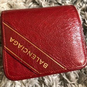 BALENCIAGA Blanket Zip Around Wallet Leather Red